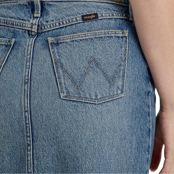 Wrangler Tall Front Slit Retro Blue Denim Long Maxi Skirt NWT - Picture 5 of 13